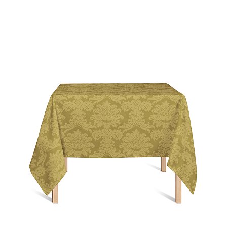 Toalha de Mesa Quadrada em Tecido Jacquard Dourado Ouro Vibrante Medalhão Tradicional