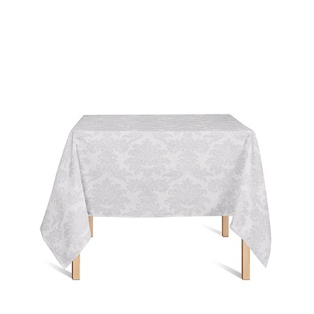 Toalha de Mesa Quadrada em Tecido Jacquard Off-White Medalhão Tradicional