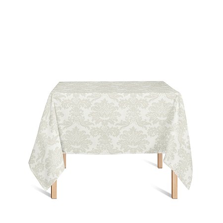 Toalha de Mesa Quadrada em Tecido Jacquard Palha Crú (Rústico) Medalhão Tradicional