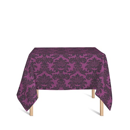 Toalha de Mesa Quadrada em Tecido Jacquard Pink e Preto Medalhão Tradicional