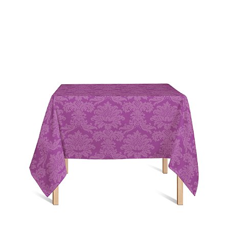 Toalha de Mesa Quadrada em Tecido Jacquard Pink Medalhão Tradicional