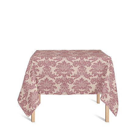 Toalha de Mesa Quadrada em Tecido Jacquard Vermelho com Dourado Medalhão Tradicional