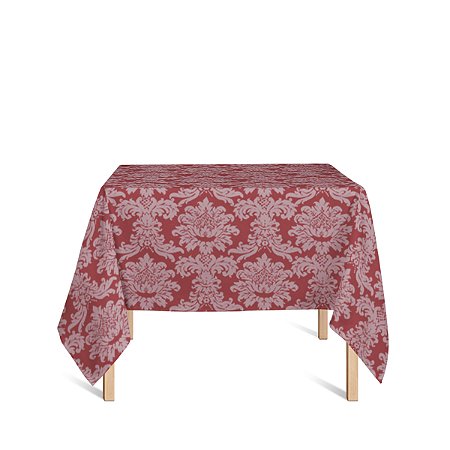 Toalha de Mesa Quadrada em Tecido Jacquard Vermelho e Branco Circo Medalhão Tradicional