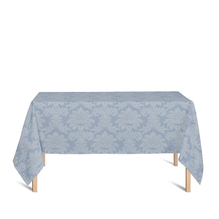 Toalha de Mesa Retangular em Tecido Jacquard Azul Bebê Medalhão Tradicional