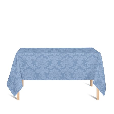 Toalha de Mesa Retangular em Tecido Jacquard Azul Piscina Medalhão Tradicional