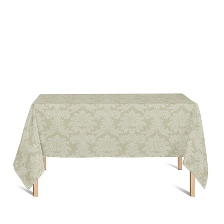Toalha de Mesa Retangular em Tecido Jacquard Bege Medalhão Tradicional