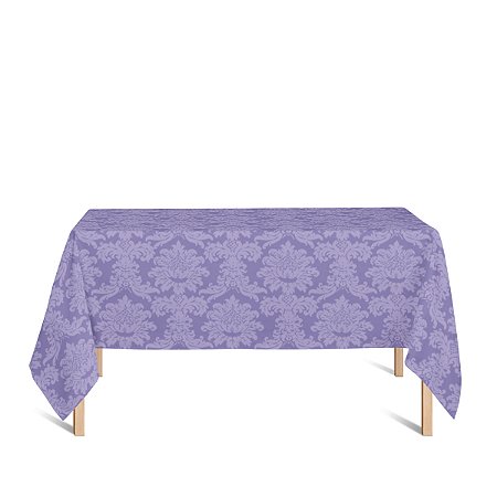 Toalha de Mesa Retangular em Tecido Jacquard Lilás Medalhão Tradicional