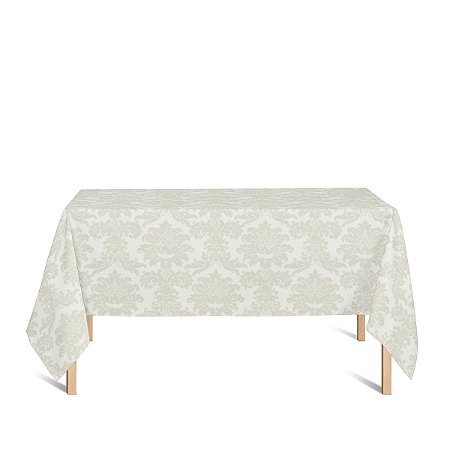 Toalha de Mesa Retangular em Tecido Jacquard Palha Crú (Rústico) Medalhão Tradicional