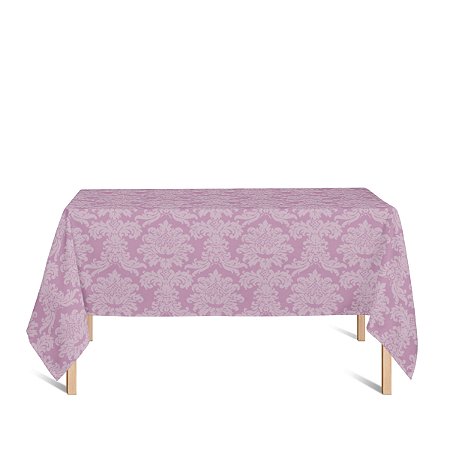 Toalha de Mesa Retangular em Tecido Jacquard Rosa Bebê Medalhão Tradicional