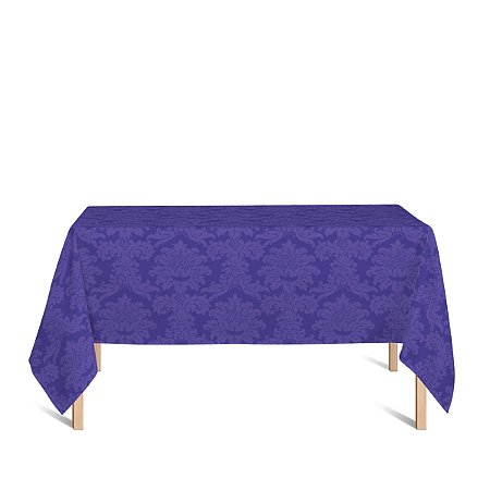 Toalha de Mesa Retangular em Tecido Jacquard Roxo Medalhão Tradicional