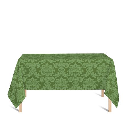 Toalha de Mesa Retangular em Tecido Jacquard Verde Medalhão Tradicional