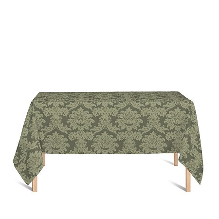 Toalha de Mesa Retangular em Tecido Jacquard Verde Musgo Medalhão Tradicional