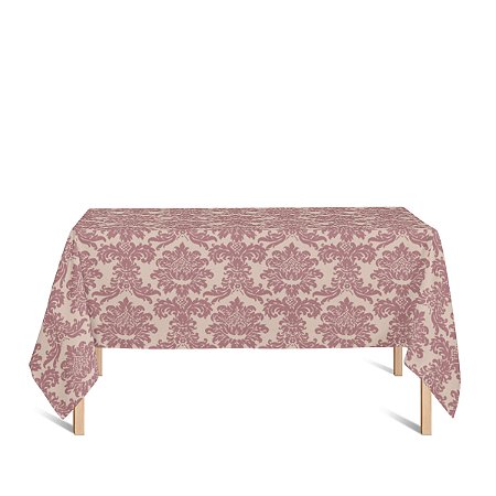 Toalha de Mesa Retangular em Tecido Jacquard Vermelho com Dourado Medalhão Tradicional