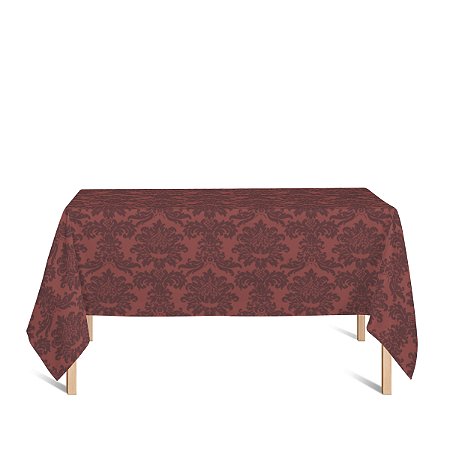 Toalha de Mesa Retangular em Tecido Jacquard Vermelho e Preto Medalhão Tradicional