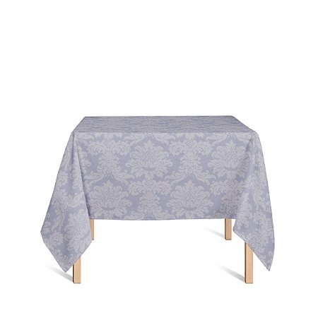 Toalha de Mesa Quadrada em Tecido Jacquard 100% Poliéster Medalhão Cinza