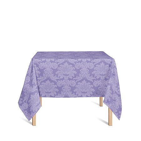 Toalha de Mesa Quadrada em Tecido Jacquard 100% Poliéster Medalhão Lilás