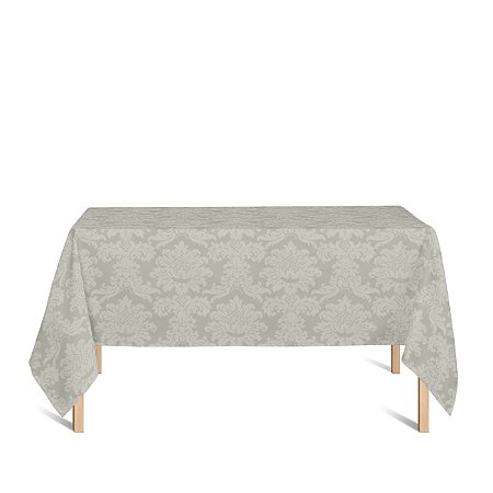 Toalha de Mesa Retangular em Tecido Jacquard 100% Poliéster Medalhão Bege Marfim