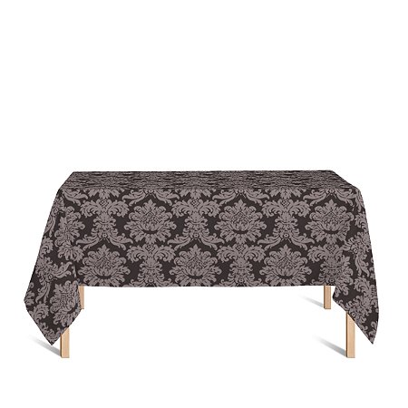 Toalha de Mesa Retangular em Tecido Jacquard 100% Poliéster Medalhão Marrom