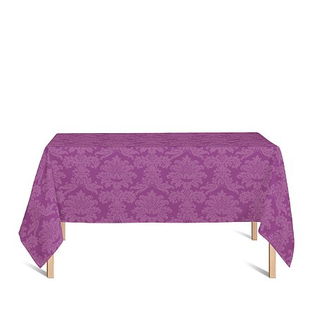 Toalha de Mesa Retangular em Tecido Jacquard 100% Poliéster Medalhão Pink