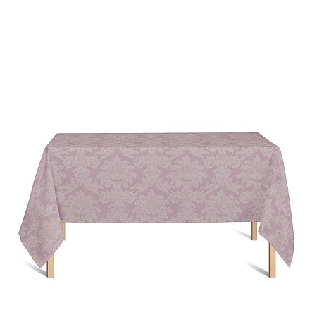 Toalha de Mesa Retangular em Tecido Jacquard 100% Poliéster Medalhão Rosa Envelhecido
