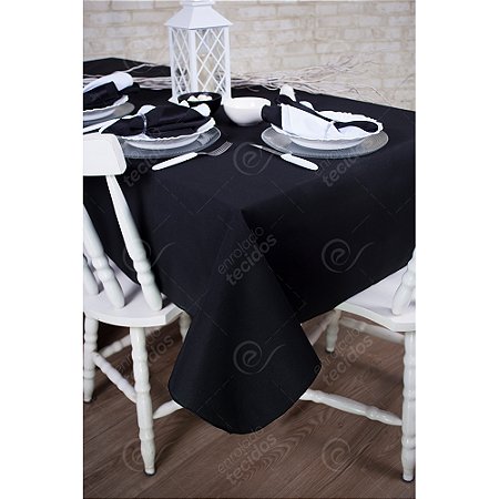 Toalha de Mesa Retangular em Tecido Impermeável Acqua Linea Sapucaia Preto