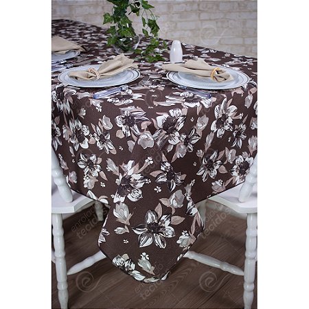 Toalha de Mesa Retangular em Tecido Impermeável Acqua Linea Tírio Marrom
