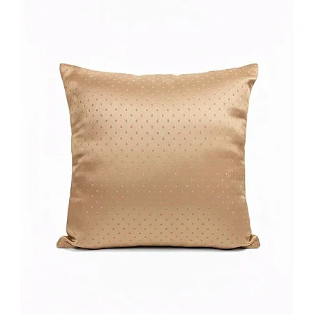 Capa para Almofada em Tecido Jacquard Tradicional Poá Rosa Envelhecido e Dourado