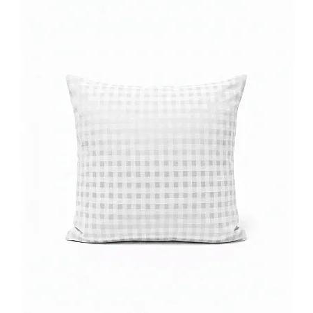 Capa para Almofada em Tecido Jacquard Tradicional Xadrez Branco