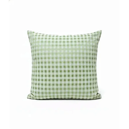 Capa para Almofada em Tecido Jacquard Tradicional Xadrez Verde Pistache