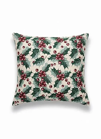 Capa para Almofada em Tecido Jacquard Lurex Natalino Cerejas