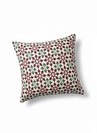 Capa para Almofada em Tecido Jacquard Lurex Natalino Flor do Natal