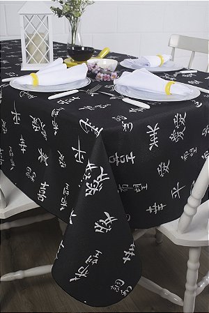 Toalha de Mesa em Gorgurinho Japonês Preto