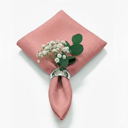 Guardanapo em Tecido Jacquard Tradicional Falso Liso Rosa Envelhecido