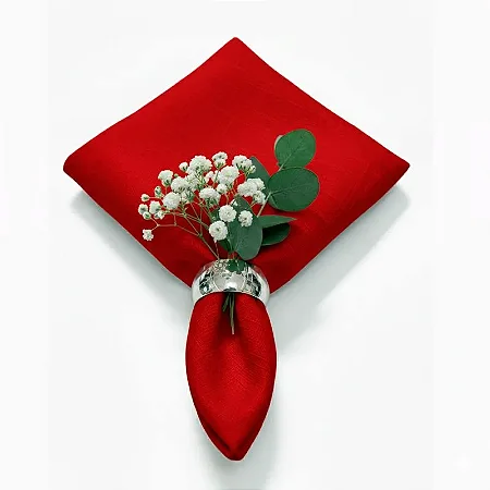 Guardanapo em Tecido Jacquard Tradicional Falso Liso Vermelho