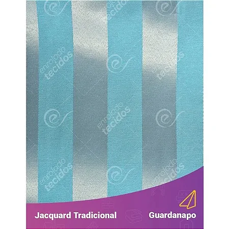 Guardanapo em Tecido Jacquard Azul e Prata Frozen Listrado Tradicional