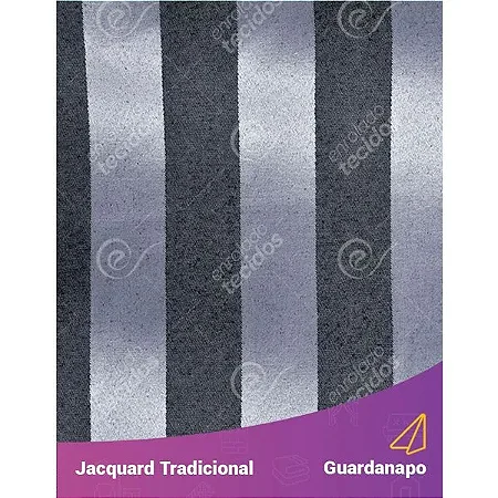 Guardanapo em Tecido Jacquard Preto Acizentado e Prata Listrado Tradicional