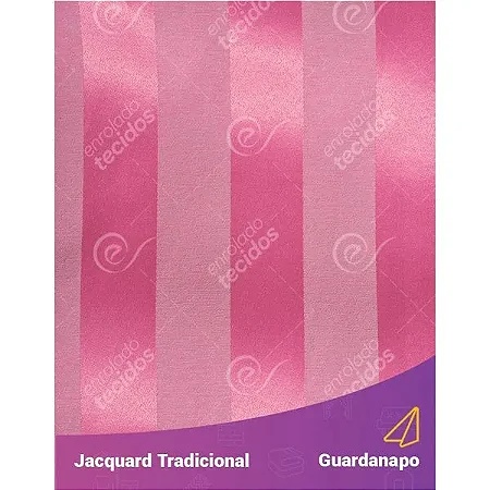 Guardanapo em Tecido Jacquard Rosa Pink Chiclete Listrado Tradicional