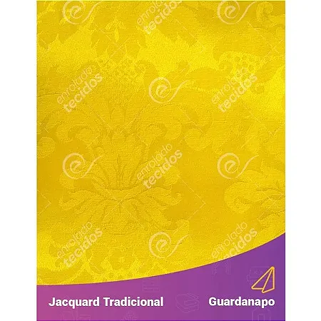 Guardanapo em Tecido Jacquard Amarelo Ouro Medalhão Tradicional