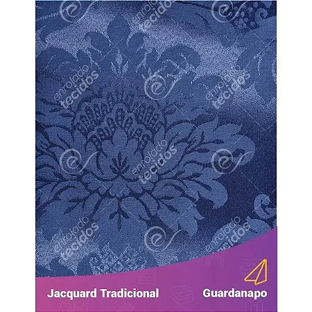 Guardanapo em Tecido Jacquard Azul Marinho Medalhão Tradicional