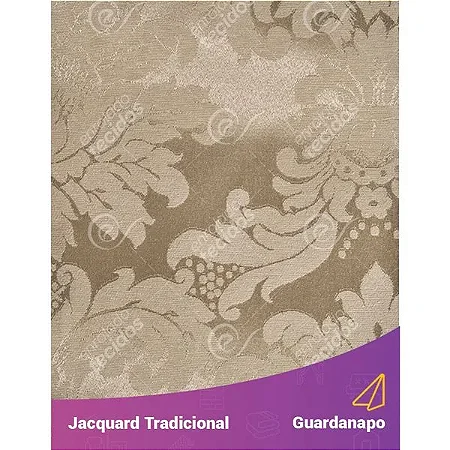 Guardanapo em Tecido Jacquard Bege Escuro (Fendi) Medalhão Tradicional