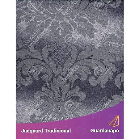 Guardanapo em Tecido Jacquard Cinza Chumbo Medalhão Tradicional