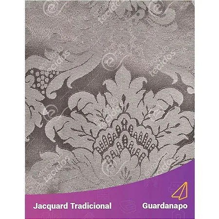 Guardanapo em Tecido Jacquard Cinza e Crú Medalhão Tradicional