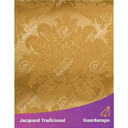 Guardanapo em Tecido Jacquard Dourado Ouro Vibrante Medalhão Tradicional