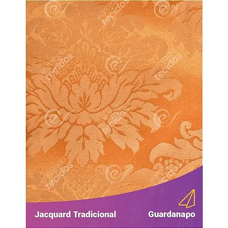 Guardanapo em Tecido Jacquard Laranja Medalhão Tradicional