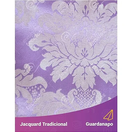 Guardanapo em Tecido Jacquard Lilás e Cru Medalhão Tradicional