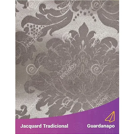 Guardanapo em Tecido Jacquard Marrom Acinzentado e Bege Medalhão Tradicional
