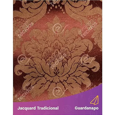 Guardanapo em Tecido Jacquard Marsala e Bege Medalhão Tradicional
