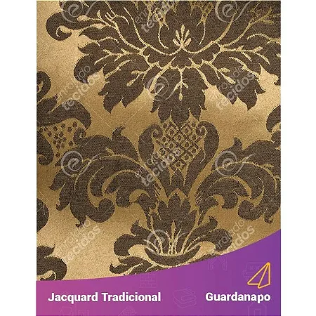 Guardanapo em Tecido Jacquard Preto e Dourado Medalhão Tradicional