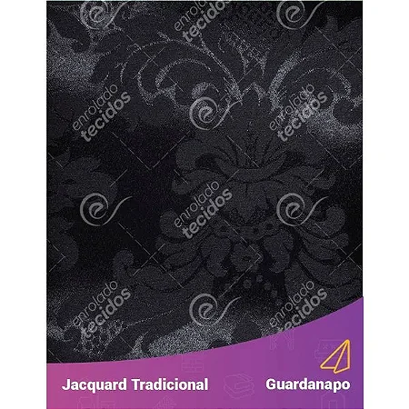 Guardanapo em Tecido Jacquard Preto Medalhão Tradicional