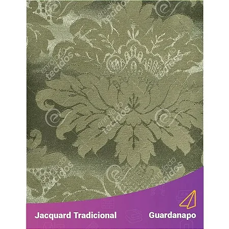Guardanapo em Tecido Jacquard Verde Musgo Medalhão Tradicional